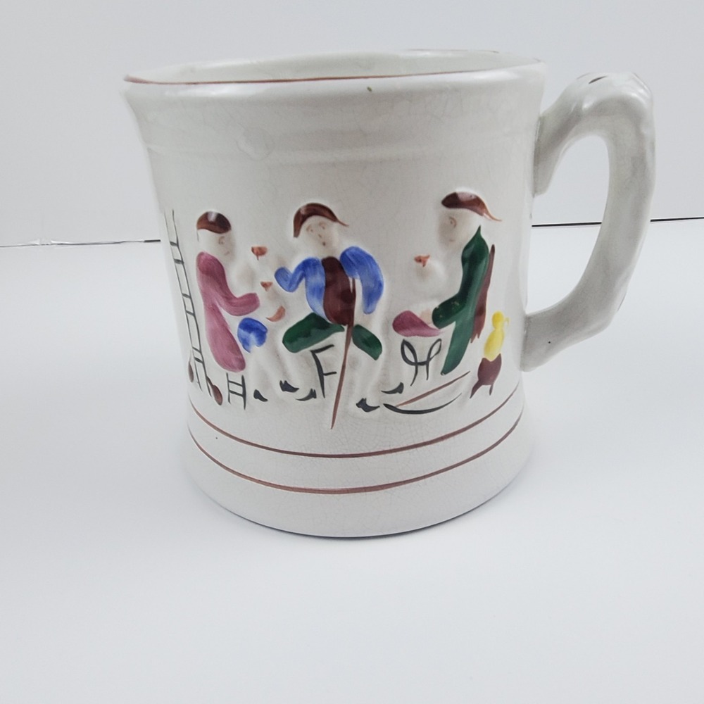 Large 5‎ Inch Late 19th Century Staffordshire Mug With Frog Surprise